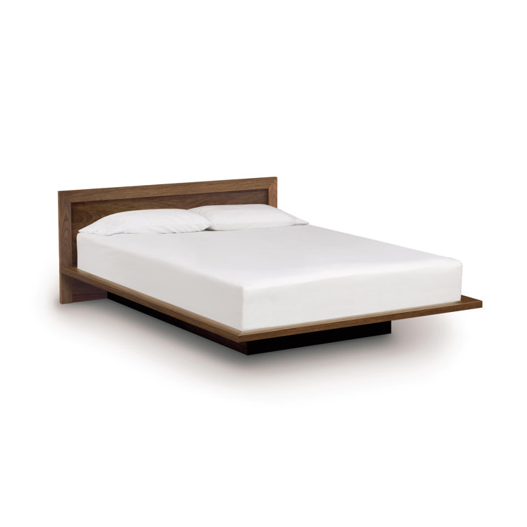 Natural Walnut Queen Platform Bed with Wood Headboard