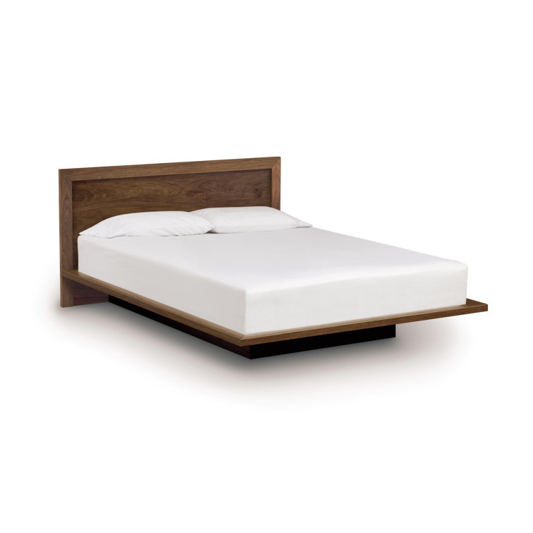 California King Natural Walnut Wood Platform Bed with Headboard