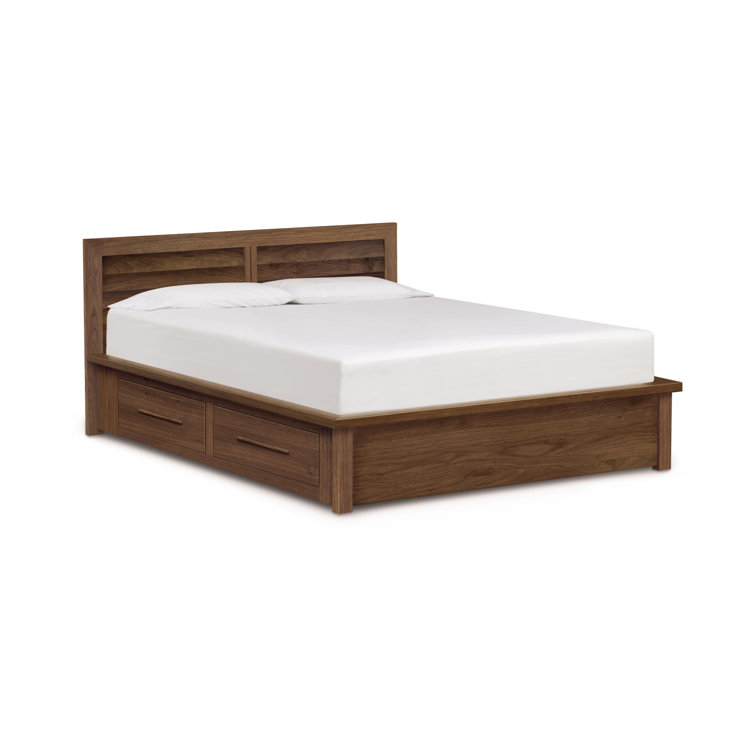 King Natural Walnut Solid Wood Storage Bed with 4 Drawers