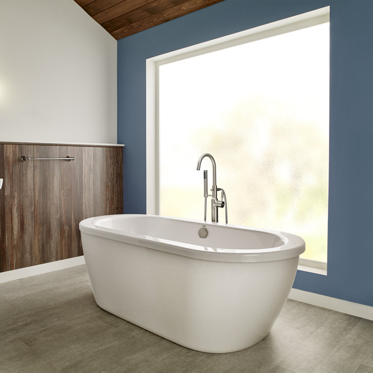 Cadet 66'' White Acrylic Freestanding Soaking Bathtub with Faucet