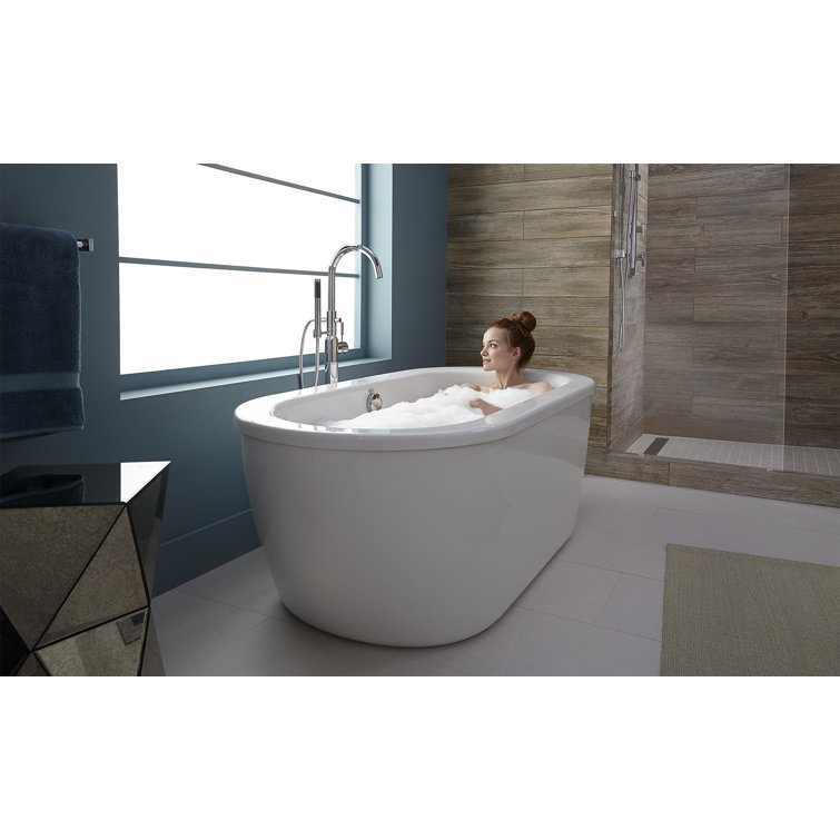 Cadet 66'' White Acrylic Freestanding Soaking Bathtub with Faucet