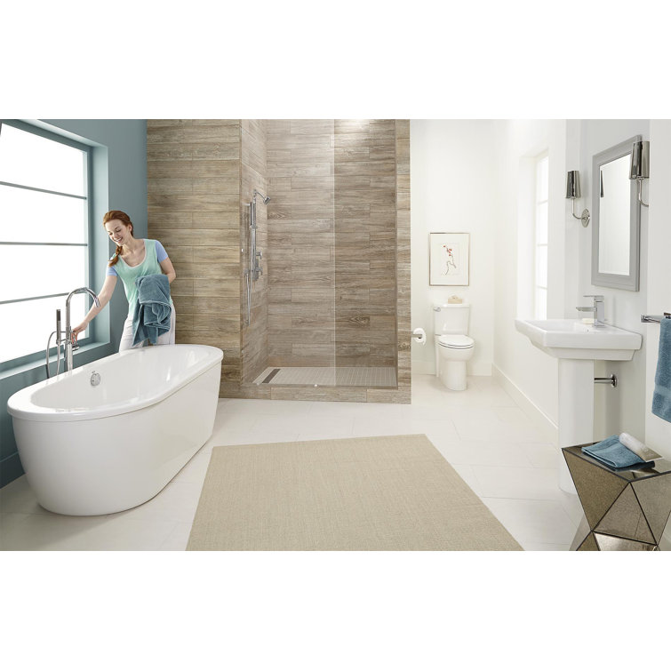 Cadet 66'' White Acrylic Freestanding Soaking Bathtub with Faucet