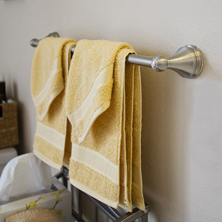 Satin Nickel 4-Piece Bathroom Hardware Set with Towel Bar