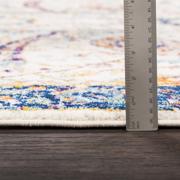 Adeliza Blue Synthetic 3'11" x 5'7" Stain-Resistant Rug