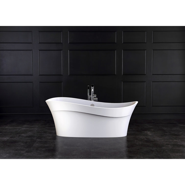 Pescadero 67" White Freestanding Oval Soaking Bathtub