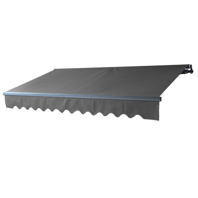 Black 12x10 Retractable Patio Awning with Manual Crank