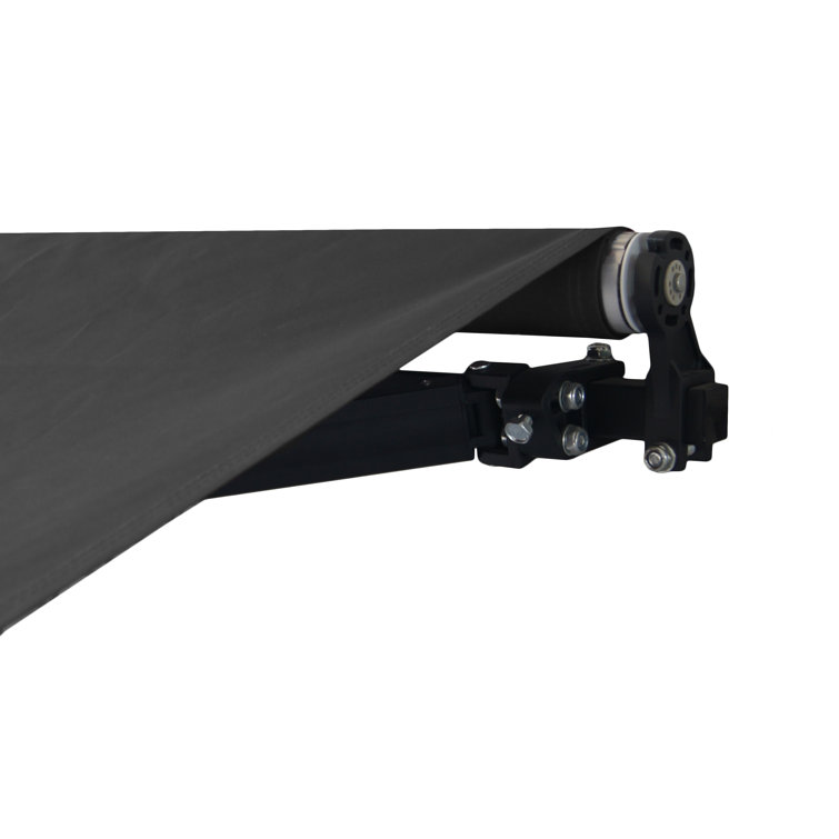 Black 12x10 Retractable Patio Awning with Manual Crank