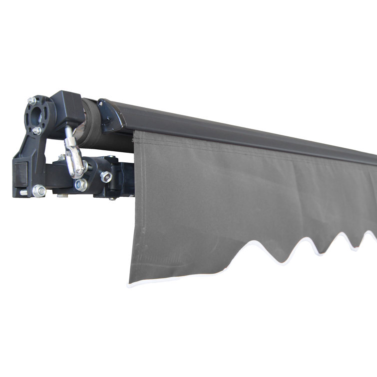 Black 12x10 Retractable Patio Awning with Manual Crank