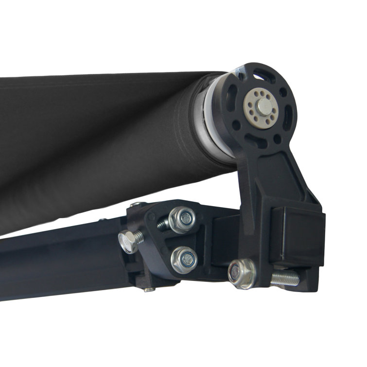 Black 12x10 Retractable Patio Awning with Manual Crank