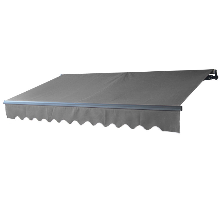 Gray Motorized Retractable Patio Awning with Black Frame