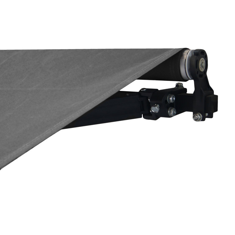 Gray Motorized Retractable Patio Awning with Black Frame