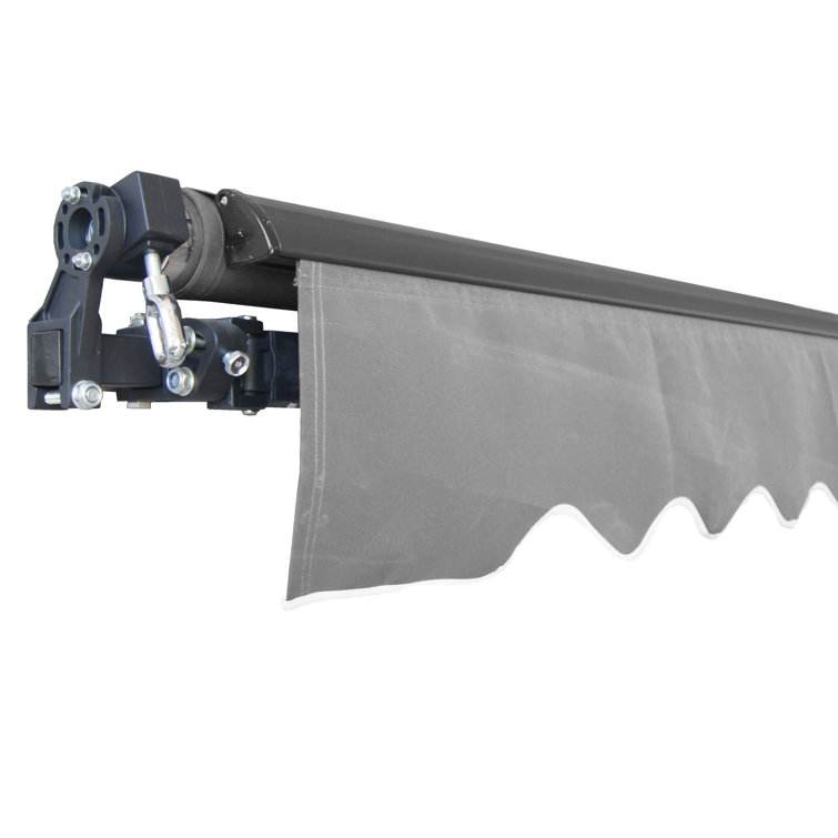 Gray Motorized Retractable Patio Awning with Black Frame