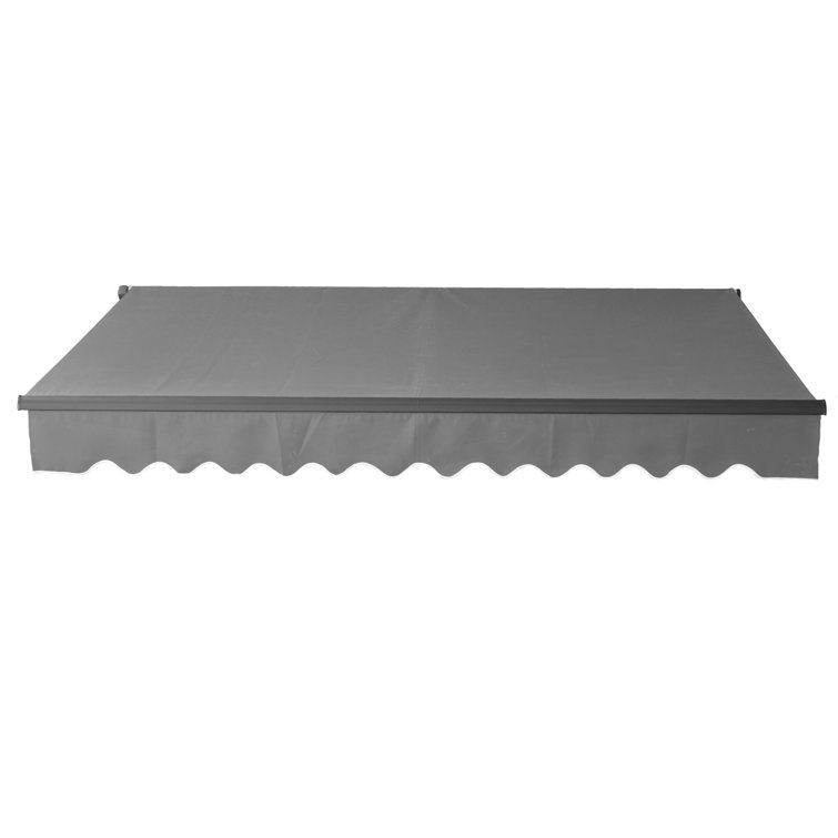 Gray Motorized Retractable Patio Awning with Black Frame