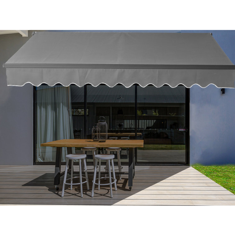 Gray Motorized Retractable Patio Awning with Black Frame