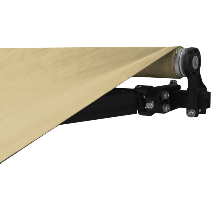 Ivory Motorized Retractable Patio Awning with Black Frame, 10x8 ft