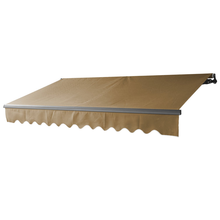 Sky Blue 12' x 10' Manual Retractable Patio Awning with Black Frame