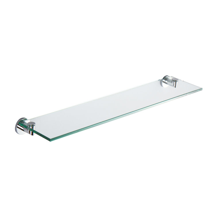 Kubic Minimalist 24" Polished Chrome Glass Shelf