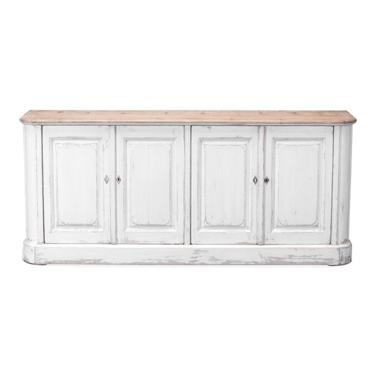 Antique Whitewash Pine 4-Door Sideboard