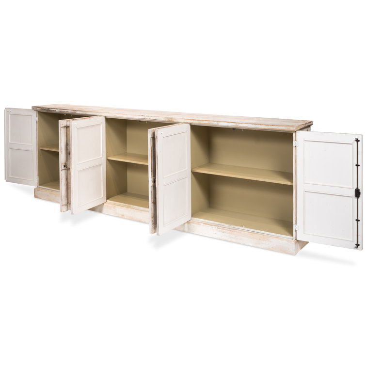 Luciana 112" Distressed White Wood Buffet