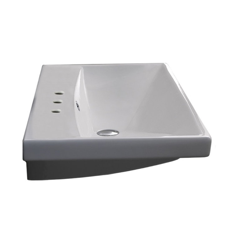 Elite 24'' White Ceramic Rectangular Wall Mount Bathroom Sink