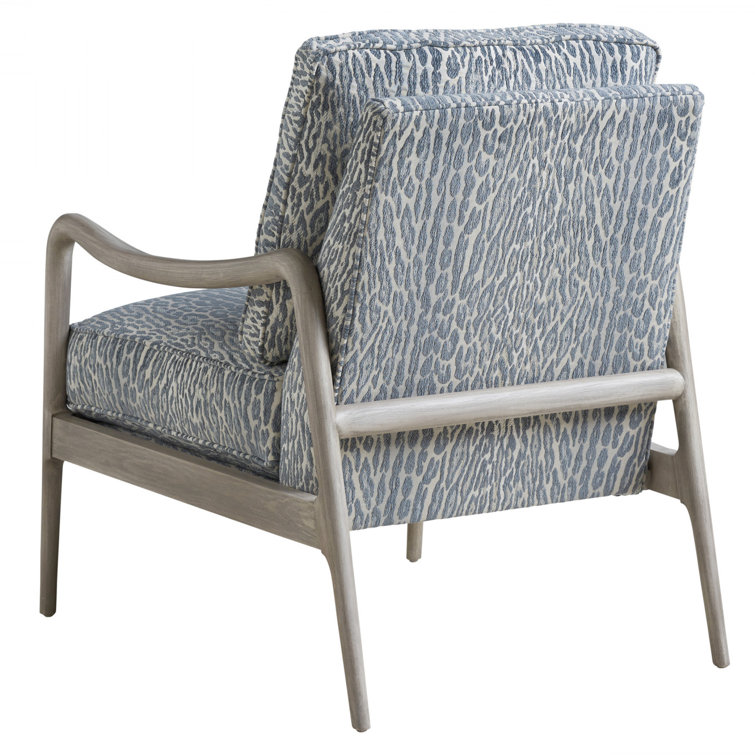 Shell Blue Metal Upholstered Armchair with Down Cushions
