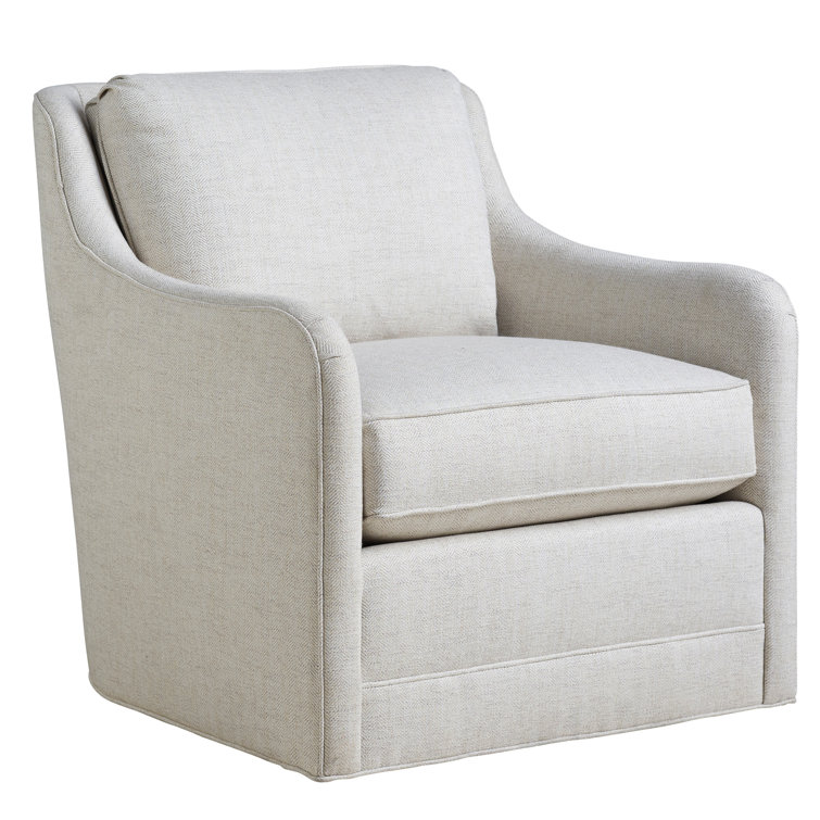 White Upholstered Swivel Armchair with Manufactured Wood Frame