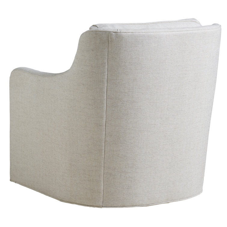 White Upholstered Swivel Armchair with Manufactured Wood Frame