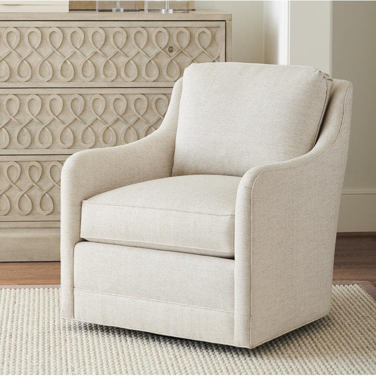 White Upholstered Swivel Armchair with Manufactured Wood Frame