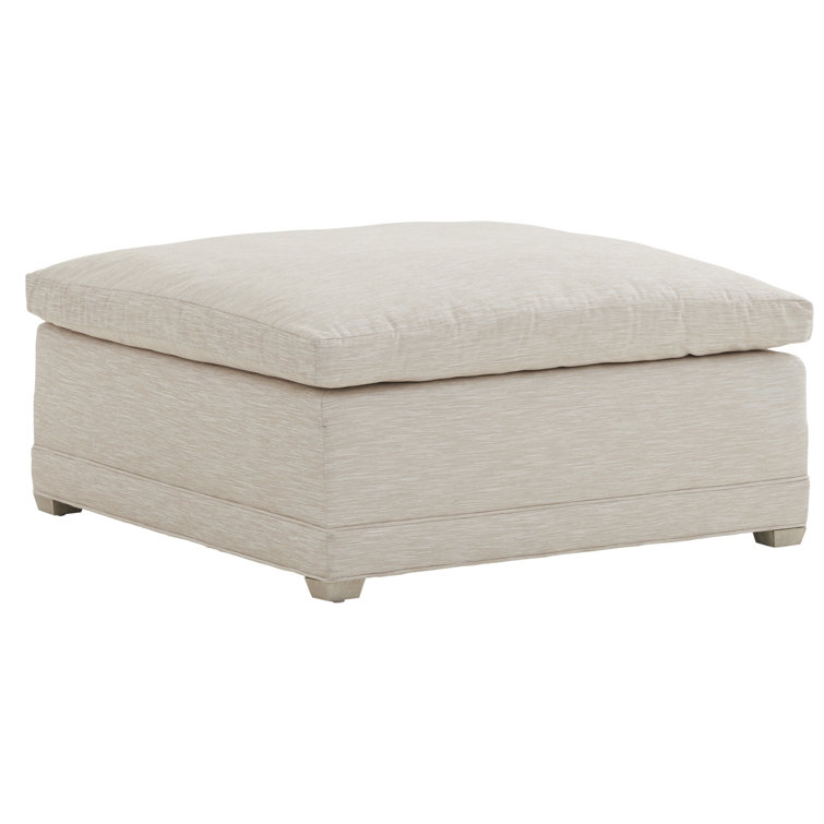 Beige Upholstered Square Ottoman with Ultra Down Cushion