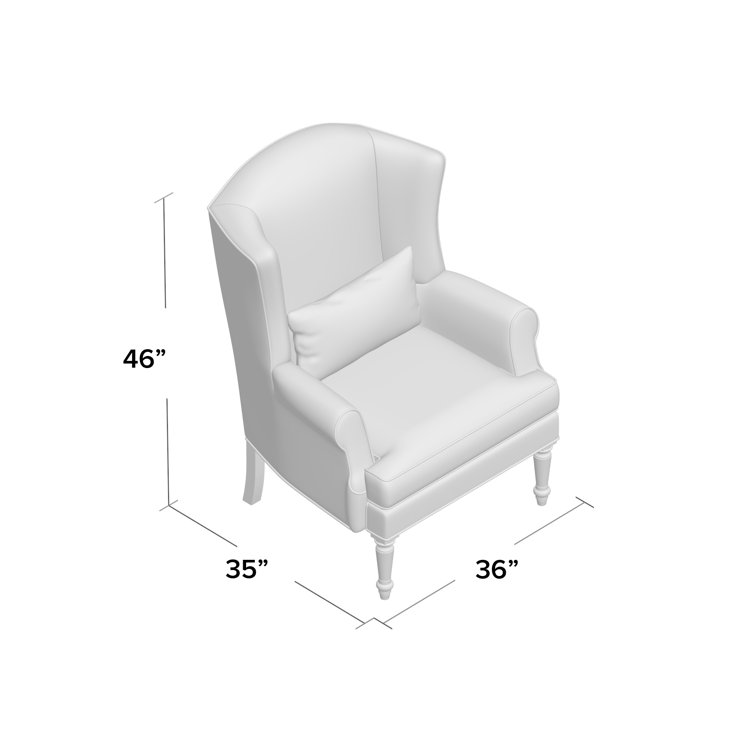 Natural Linen Upholstered Oak Wingback Accent Chair