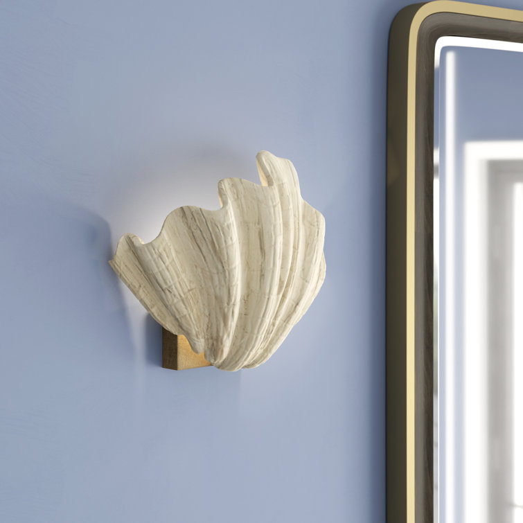 White Resin Clamshell Direct Wired Wall Sconce
