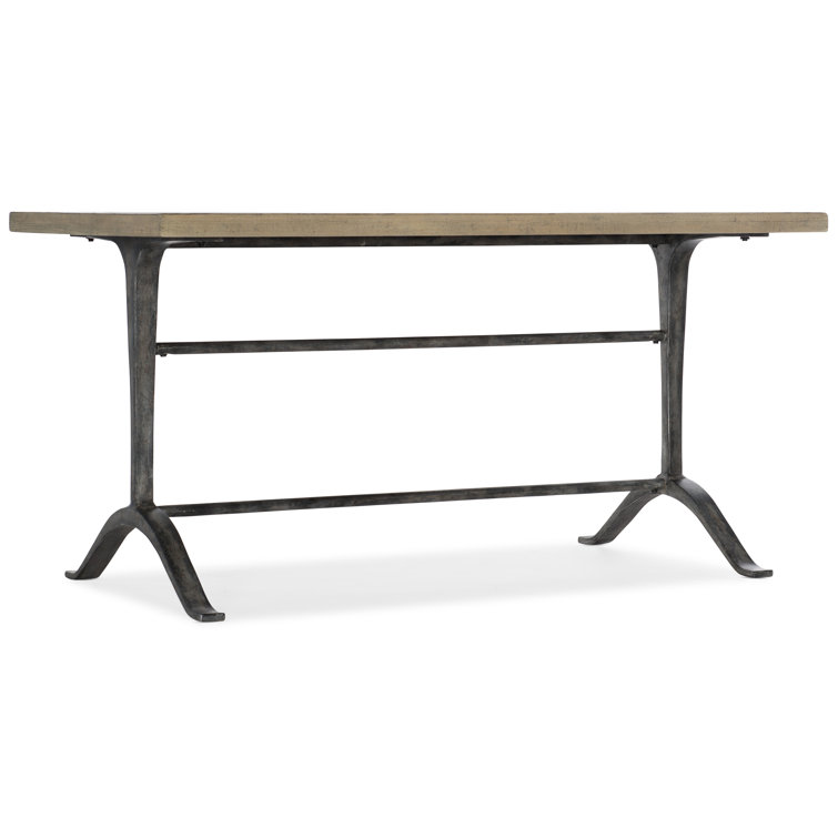 Rustic Light Wood and Iron Writing Desk with X-Base