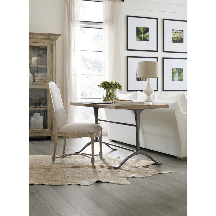 Rustic Light Wood and Iron Writing Desk with X-Base