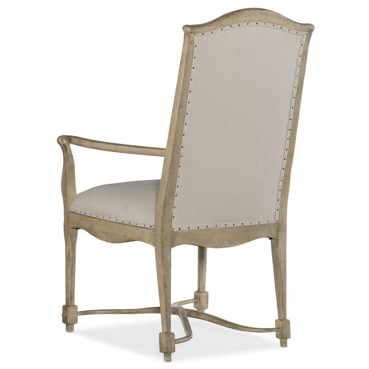 Natural Wood Transitional Gray Upholstered Arm Chair