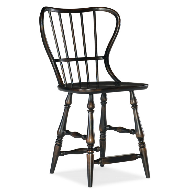 Black Leather Saddle Style Wood Counter Stool