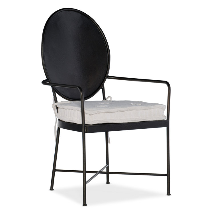 Tuscan White and Black Metal Arm Dining Chair with Cushion