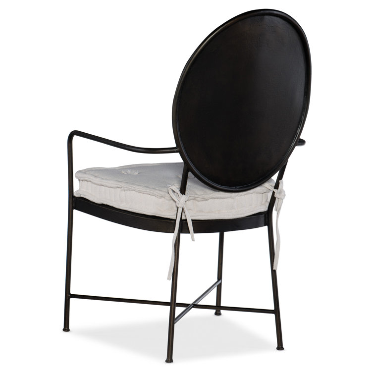 Tuscan White and Black Metal Arm Dining Chair with Cushion