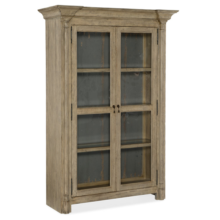 Beige Transitional Pine and Maple China Cabinet