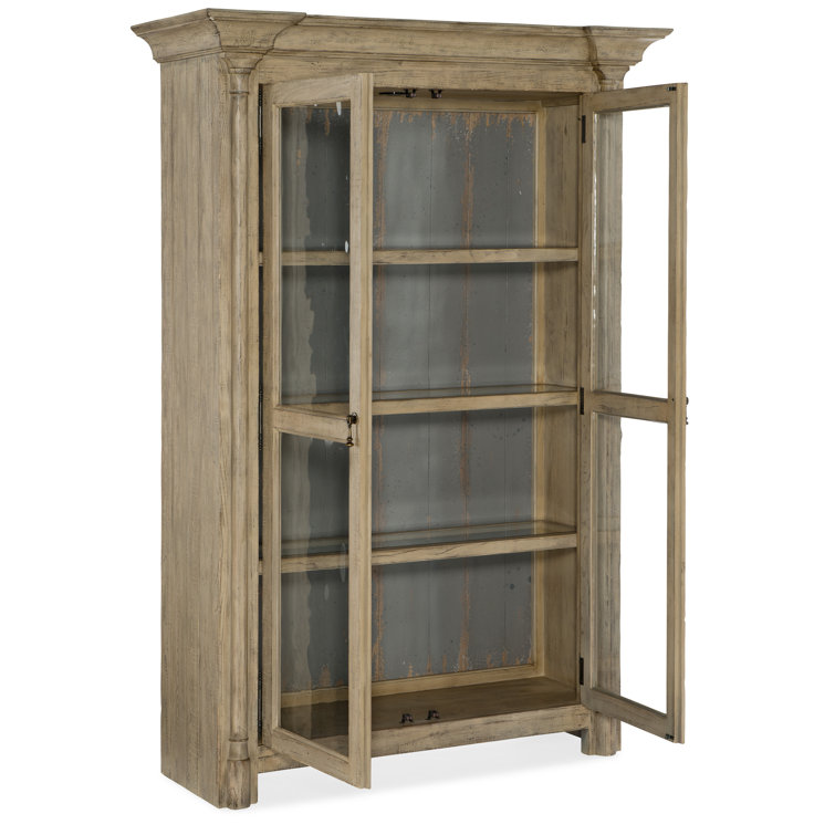 Beige Transitional Pine and Maple China Cabinet