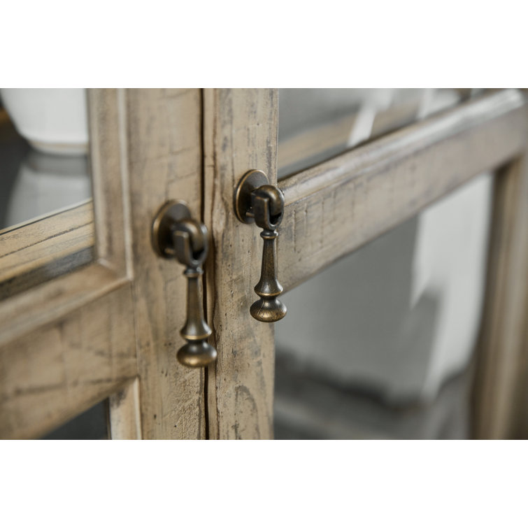 Beige Transitional Pine and Maple China Cabinet