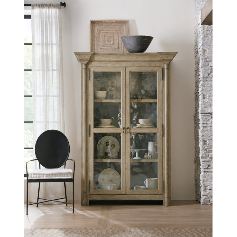 Beige Transitional Pine and Maple China Cabinet