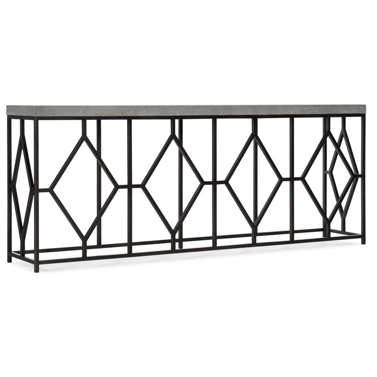 Rectangular Black Metal and Concrete Console Table