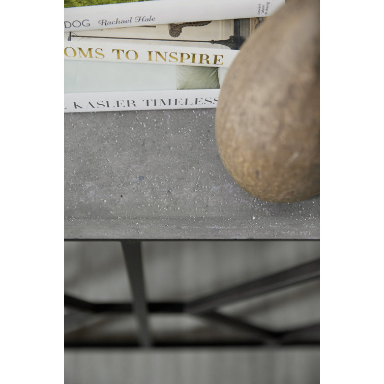 Rectangular Black Metal and Concrete Console Table