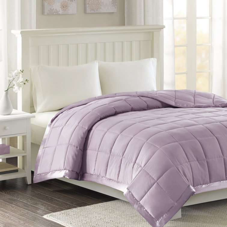 Full/Queen Blue Down Alternative Blanket with Satin Trim