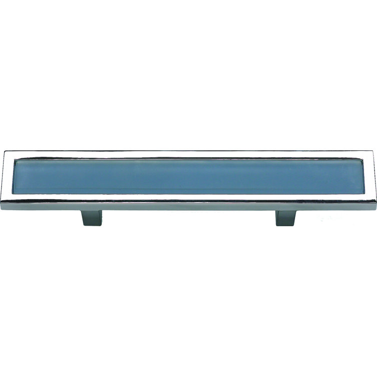Polished Chrome Blue Modern Bar Pull with Mounting Hardware