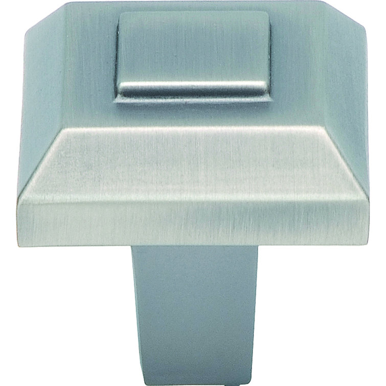 Pewter Square Knob with Mounting Hardware, 1 1/2" Length