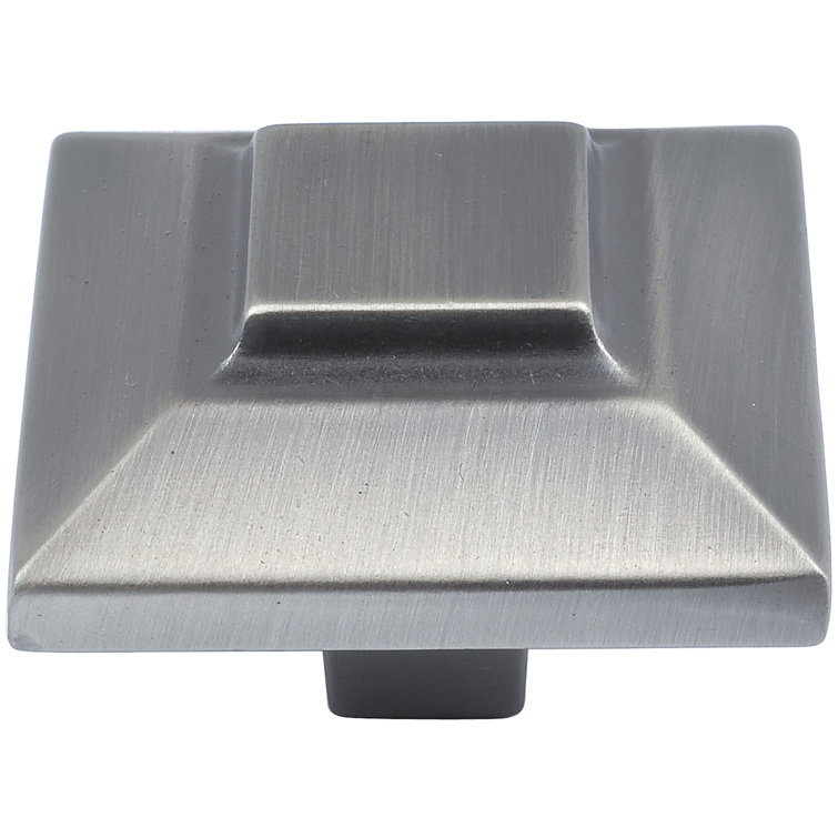 Pewter Square Knob with Mounting Hardware, 1 1/2" Length