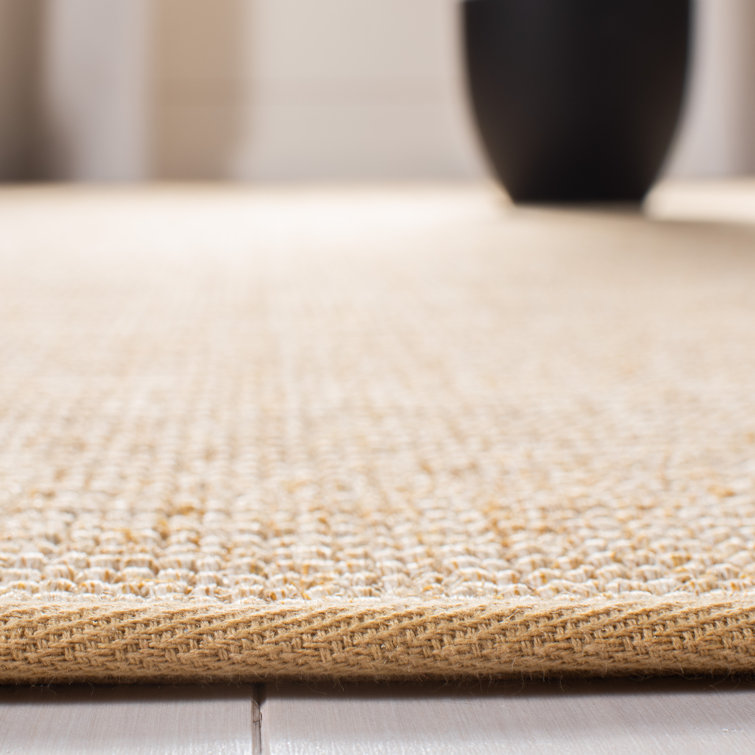 Beige Ivory Hand-Knotted Wool Rectangular Rug
