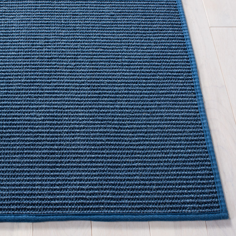 Blue 8' x 10' Handmade Wool and Cotton Rug