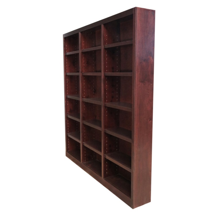 Cherry 84" Tall Triple Wide Wood Bookcase with Adjustable Shelves